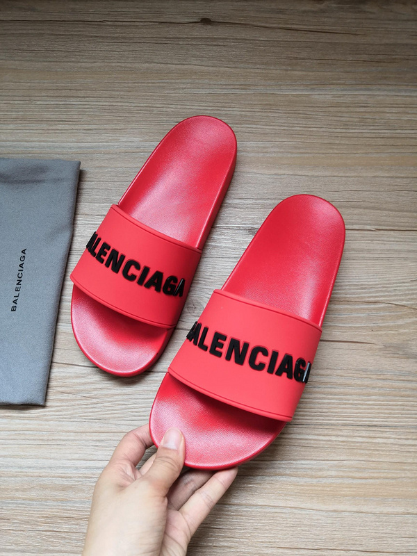 red balenciaga slippers